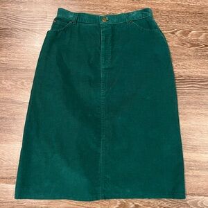 L.L. Bean vintage green cord skirt